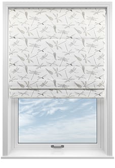 Dragonflies, Soft White - Motorised Roman Blind